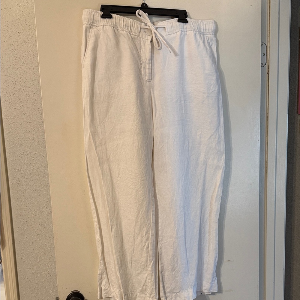 LOFT Ivory Drawstring Trousers